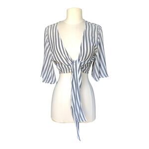 American Eagle Outfitters Tie Front Stripe Crop Top Women's Small